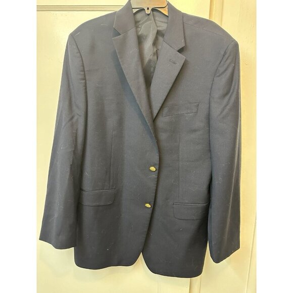 Ralph Lauren Blazer Navy Gold Plate Crest Buttons 100% Wool Sport Coat Men’s 44R - Picture 1 of 11